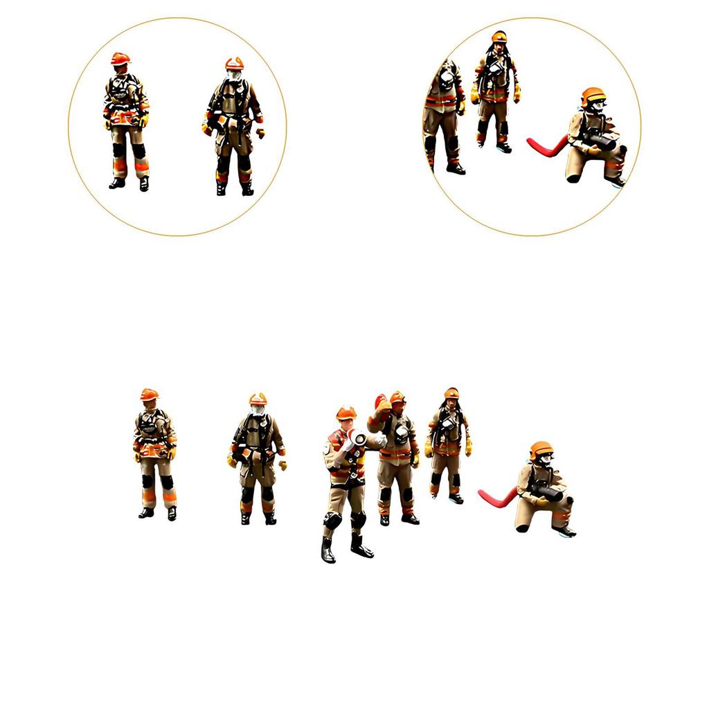 Miniature 1:64 Firefighter Figures Realistic Collection Mini Diorama Action Figures for Diorama Miniature Scene Decoration