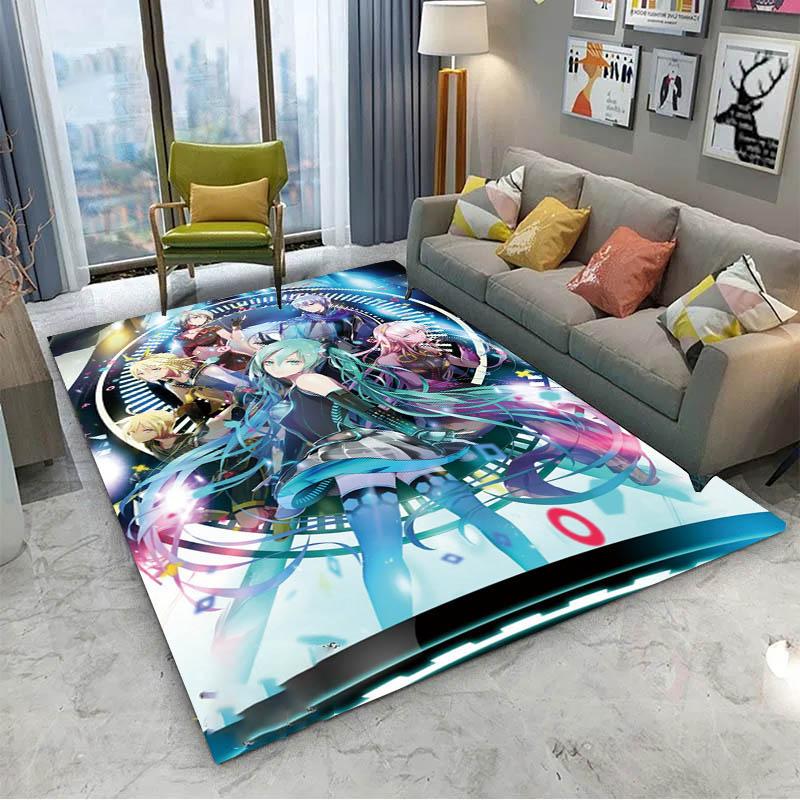 Alfombra 3D de Anime H-Hatsune V-Vocaloid Kawaii Girls para Decoración de Habitación Hogar Niños Regalo Puerta Alfombra para Zona Infantil Felpudo Antideslizante