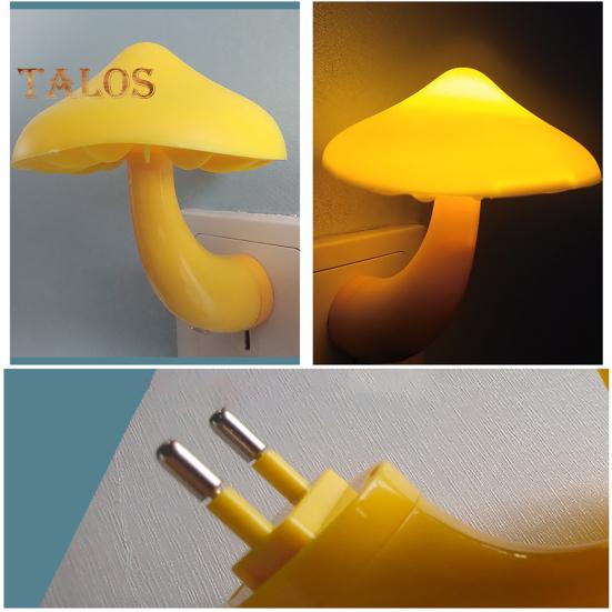LED nattlampa Creative Shape Energisnål Plug-Play flimmerfritt ögonskydd med ljussensor Söt svamp nattlampa