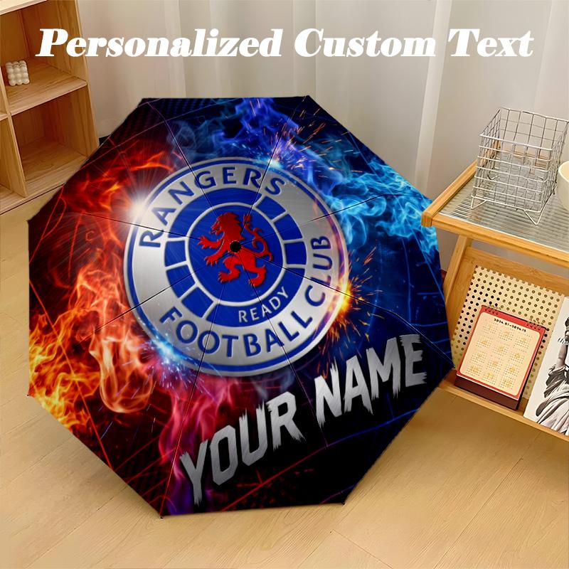 8 Rib Auto Folding Umbrella Rangers FC Print Custom Name Text Portable Rain Gear