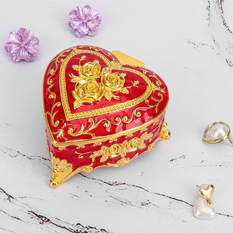 European Retro Luxury Princess Enamel Jewelry Box - Exquisite Metal Necklace Storage Box