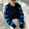 IHUASU Autumn and Winter Sweater Women's Clashing Colours Loose Design Knitted Cardigan Jacket
