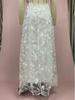 2025 European & American White Long V-Neck Lace Dress with Hollow Design