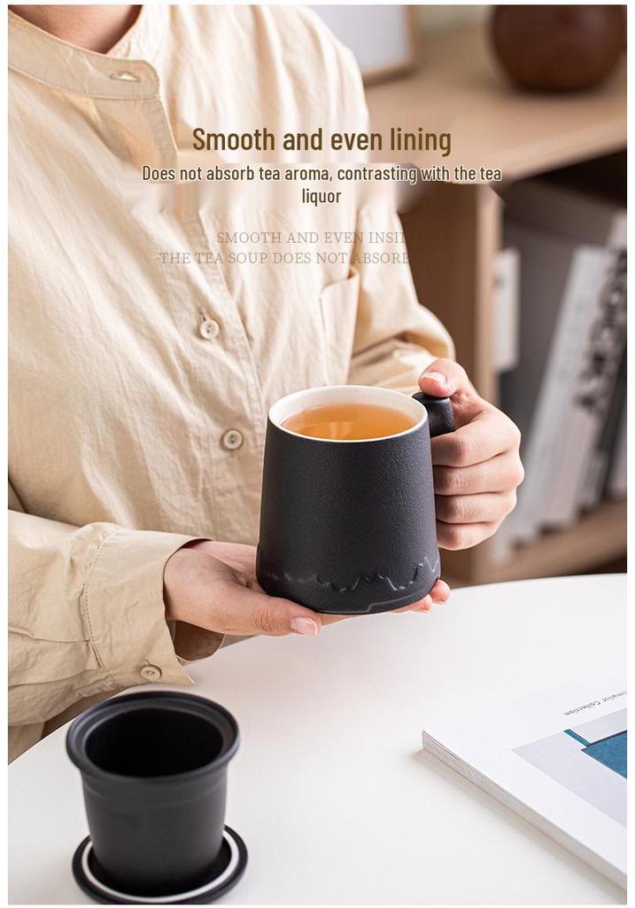Ceramic Tea & Water Separation Mug with Lid and Filter - Ideal for Office or Personal Use, Perfect As a Business Gift