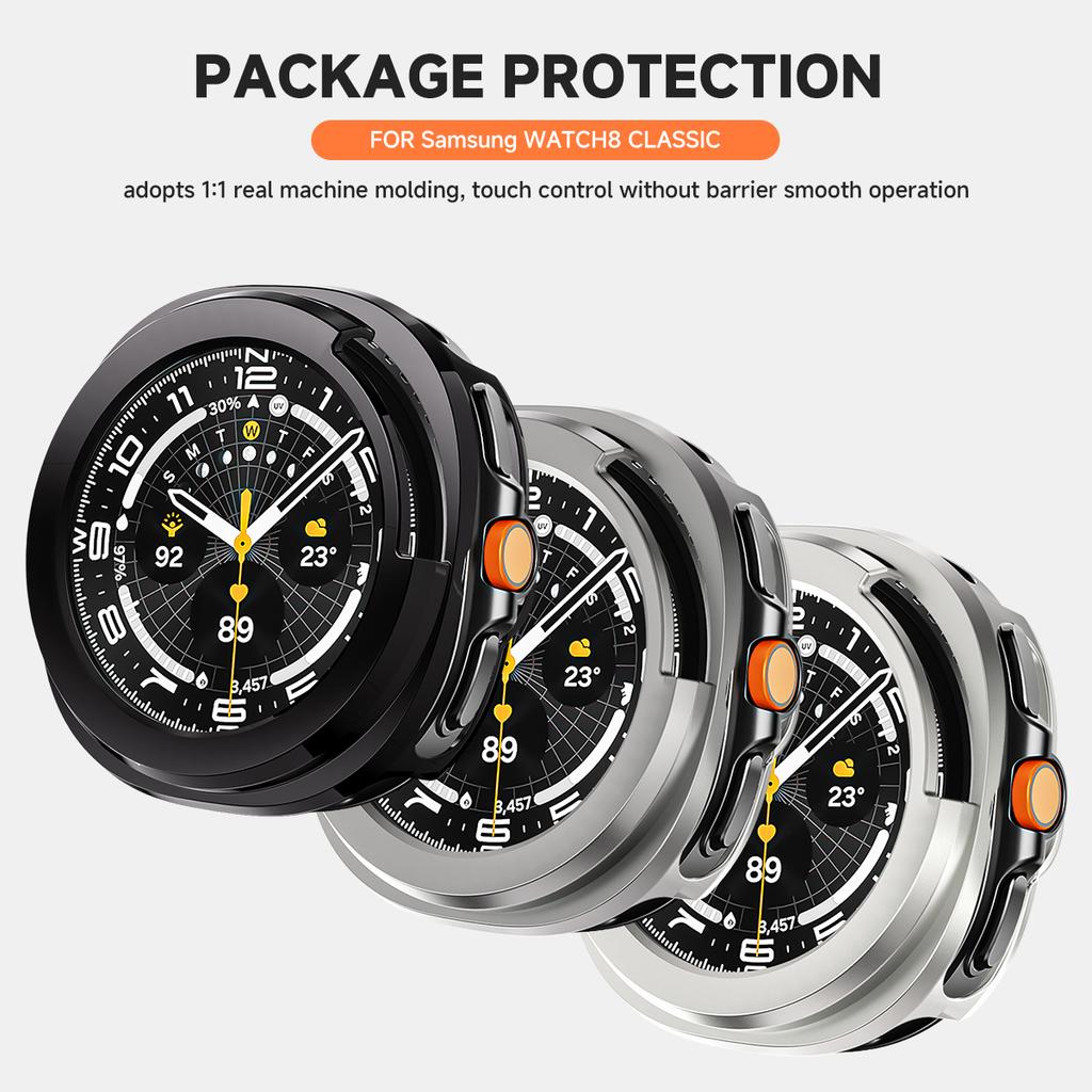 Glass+Case For Samsung Galaxy Watch 8 Classic Screen Protector Slim Shockproof Cover for Samsung Watch 8 46mm Tempered Bumper Case