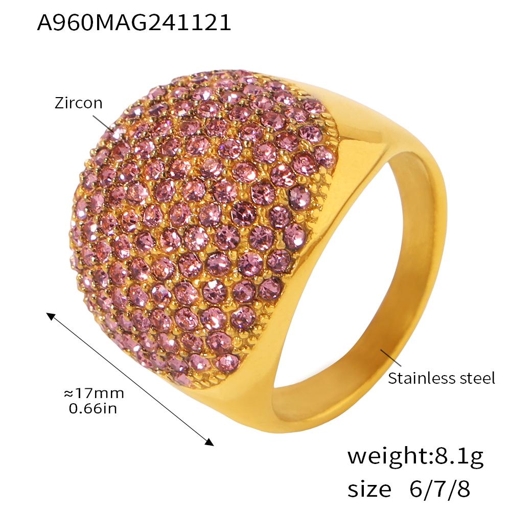 Shiny Zircon Rings In Stainless Steel With Color Cubic Zirconia For Women 18k Gold Plated Women's Ring Luxury Woman Jewelry