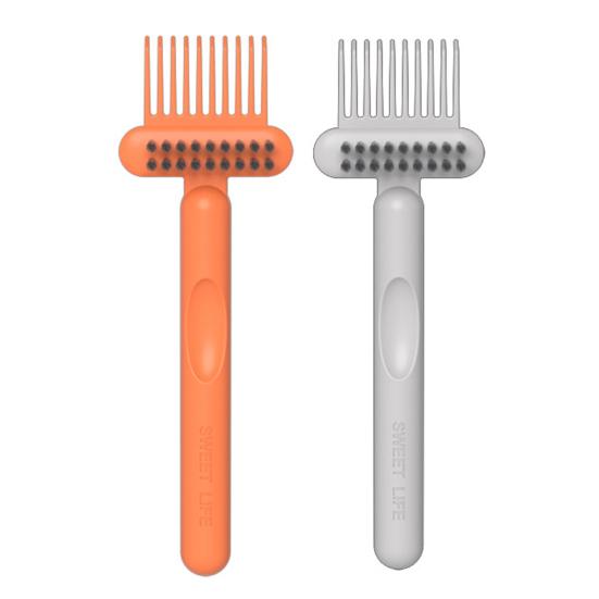 2Pcs 2 In 1 Hair Brush Cleaning Tool with Ergonomic Handle Double-Sided Comb Cleaner High-strength Comb Cleaner Hair Tangle Remover Tool