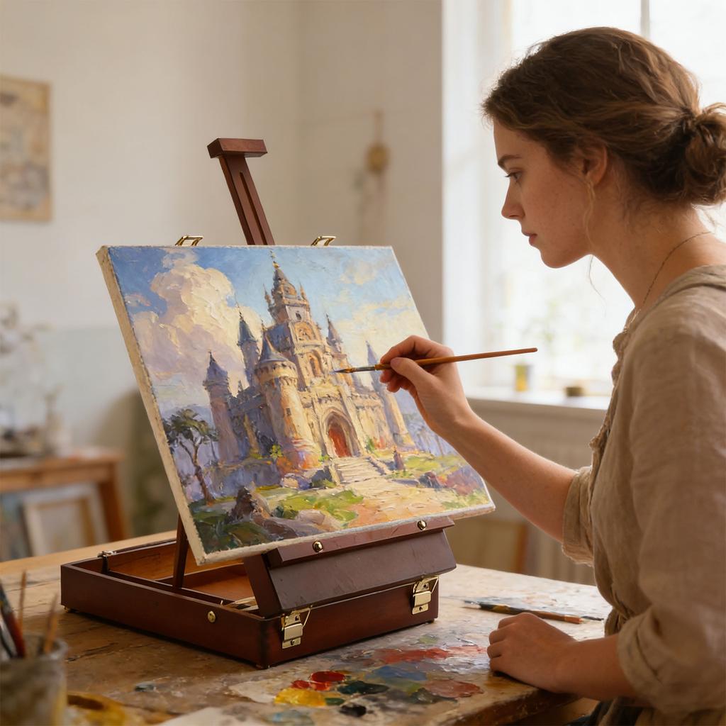 All In One Desktop Easel Art Organizers Featuring Adjustable Sections For Comfortable Drawing Painting Anywhere