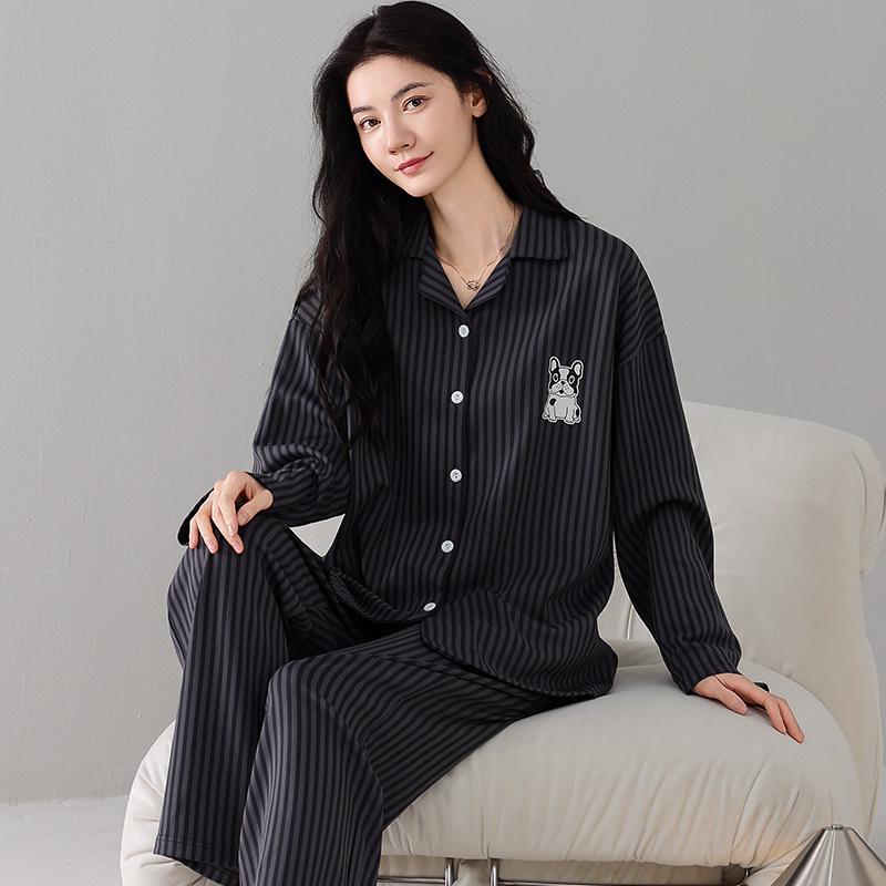 Dámská roztomilá pyžamová souprava s dlouhým rukávem z čisté bavlny 2025 - Jarní/podzimní nošení & Vhodná pro venkovní nošení