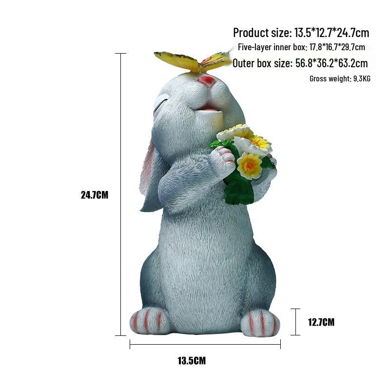 Outdoor Solar Rabbit-Shaped Light - Creative Garden Resin Ornament