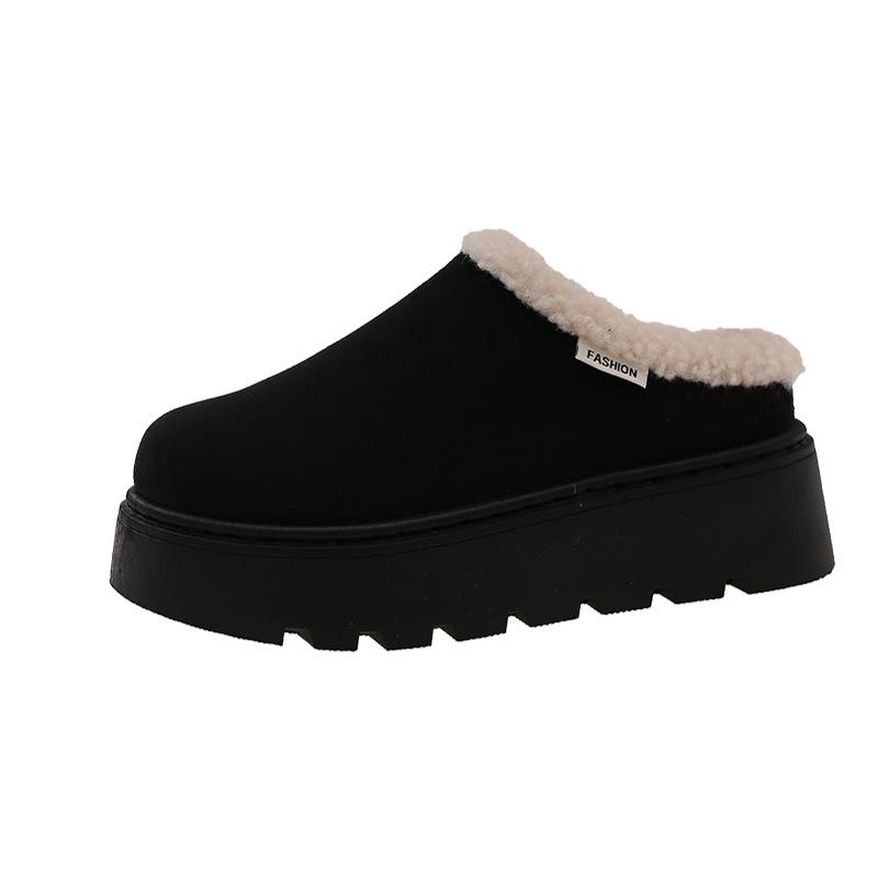 

Женские маленькие зимние ботинки с низким голенищем, новинка зимы 2025, универсальные, бархатные, на толстой подошве-маффине, теплые, большого размера, хлопковые ботинки, тренд 43 чёрный