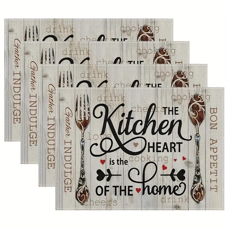 1PZ Sottopiatto in Lino con Motivo Coltello e Forchetta Bianco e Nero Antiscivolo Facile da Pulire Sottopiatto Decorativo