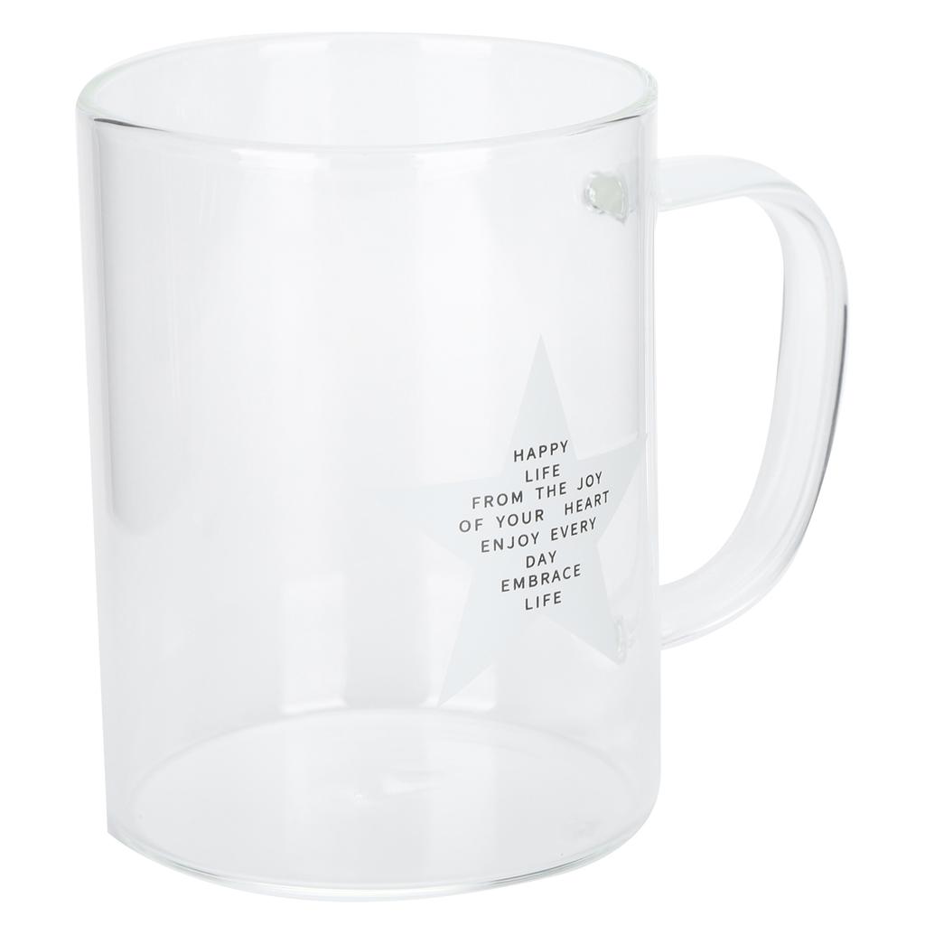 350ml Transparent Milk Cup Coffee Mug Tea Glass Drinkware with Handle for Kitchen Supplies(Five Pointed Star )