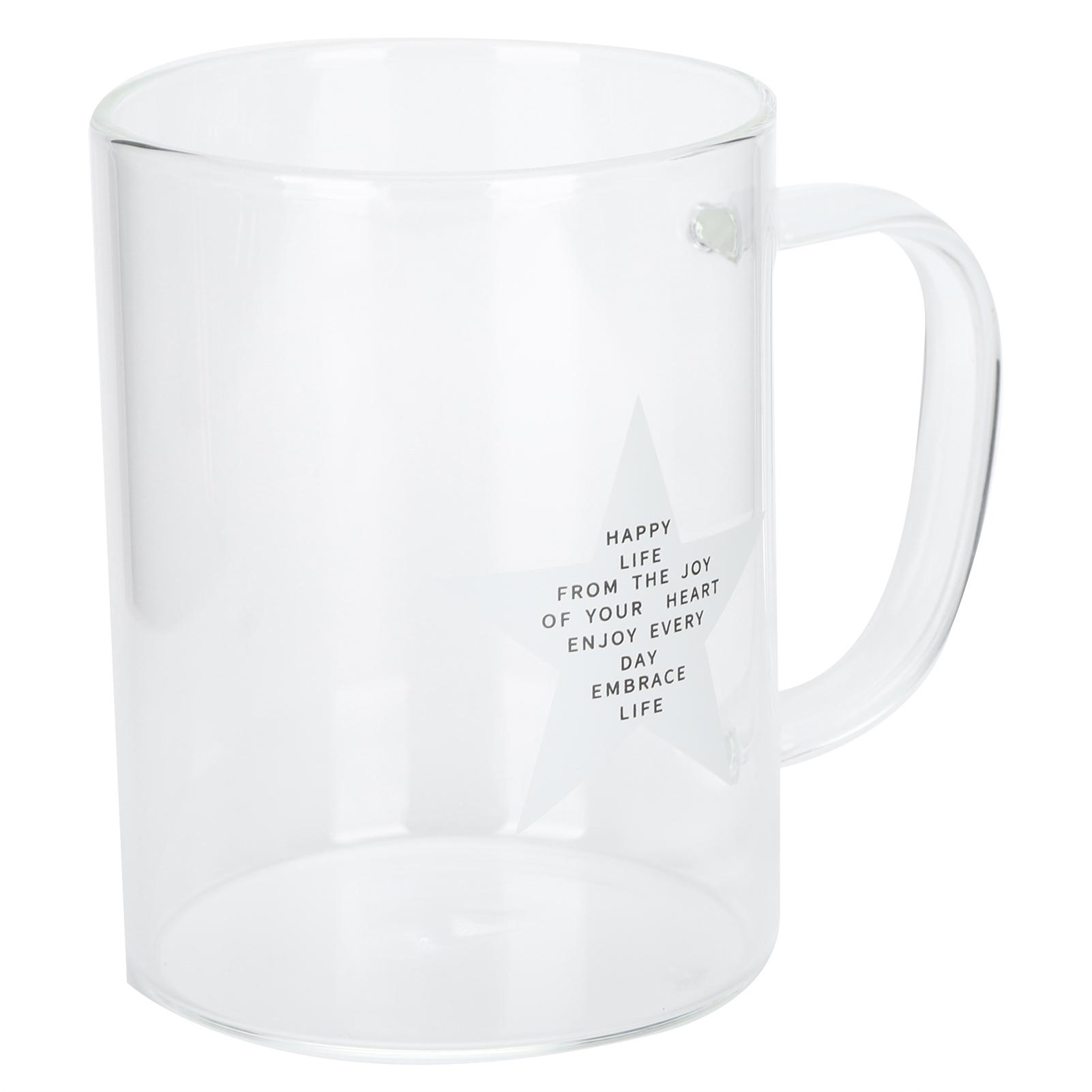 

350ml Transparent Milk Cup Coffee Mug Tea Glass Drinkware with Handle for Kitchen Supplies(Five Pointed Star )
