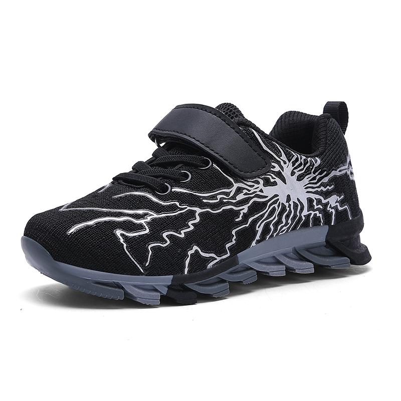 

Детские кроссовки унисекс, летние кроссовки из дышащей сетки для девочек, кроссовки для больших мальчиков, детские кроссовки с летающей тканой молнией 36 чёрный/серый