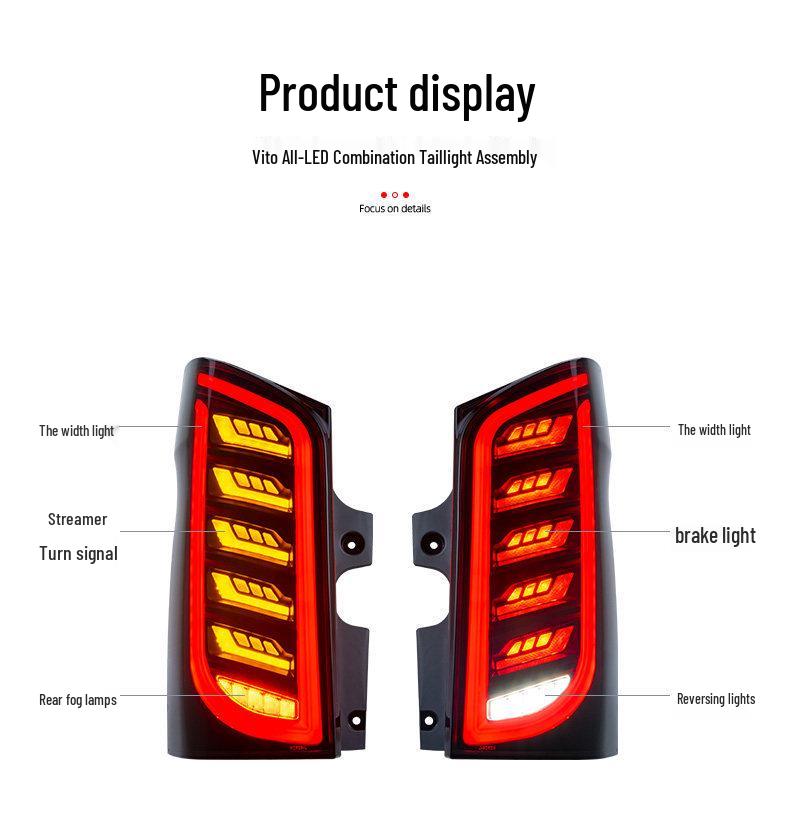 LED Tail Light Assembly with Daytime Running Lights & Sequential Turn Signals for 16-25 Mercedes-Benz New Vito