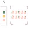 24 Pcs French Tip Press On Nail Short Square False Nail Swirl Acrylic Nail Green Full Cover Stick On Nail