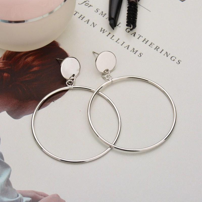 Fashion Exaggerated Big Hollow Round Drop Earrings Geometric Jewelry Statement Earrings for Women Creative Punk Accessories