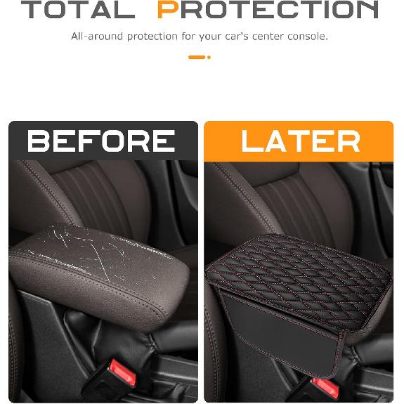 Car Center Console Cover,Car Accessories,Arm Rest Cover for Vehicle,Armrest Seat Box Pad,Microfiber Leather Car Arm Rest Cover with 2 Storage