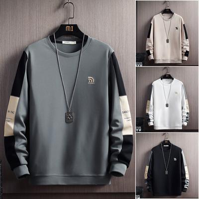 2024 Autumn New Fashion Men's Casual Sweatshirt Long-sleeved Round Neck Men's Sweatshirt Spring Breathable Fitness Loose T-shirt