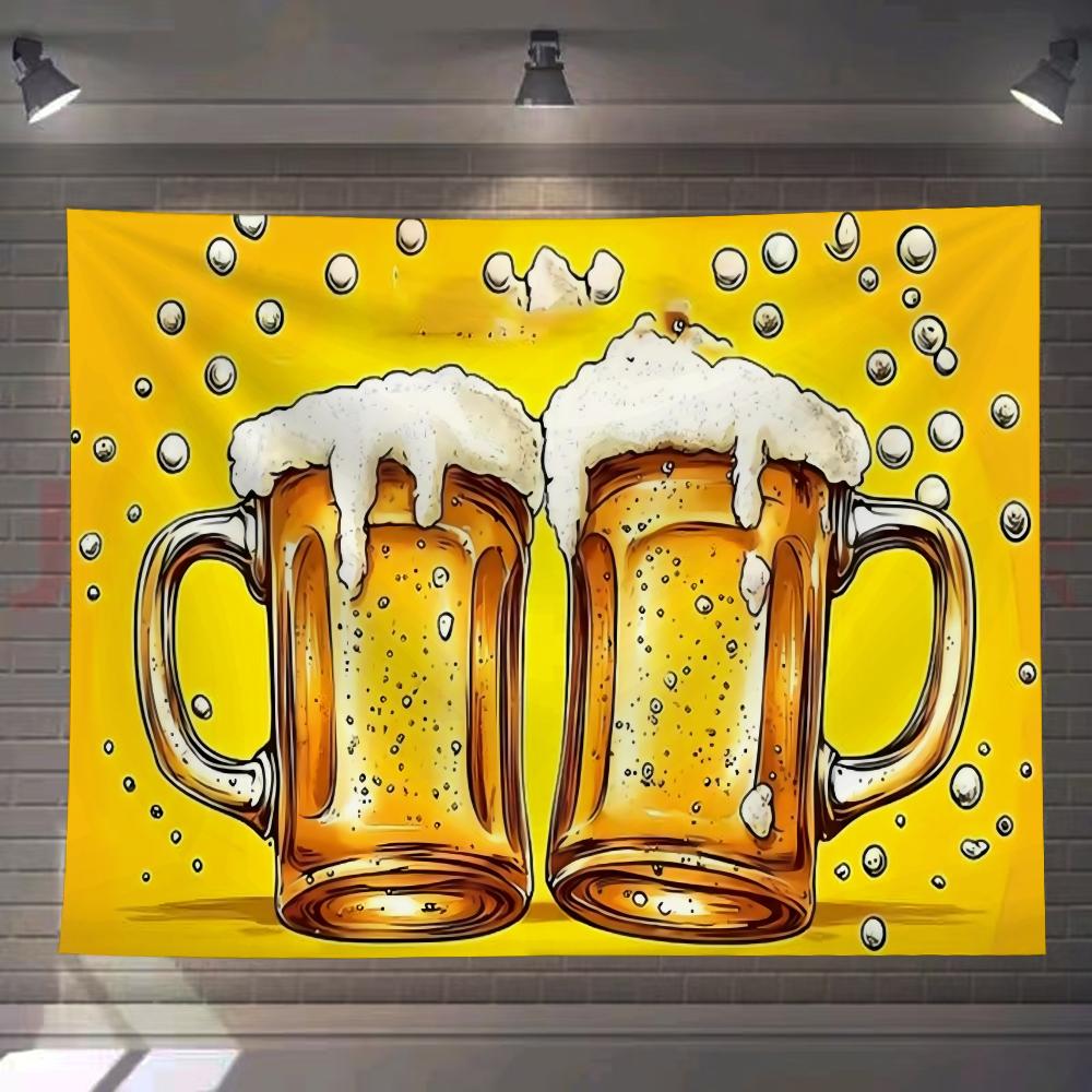 Beer Time Tapestry Custom Home Living Room Bedroom Wall Decor Wallpaper Backdrop Cloth With Clips