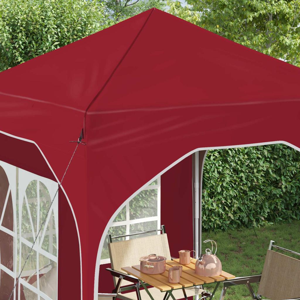 Pop Up Party Tent 192 X 192 X 245 Cm Burgundy Red