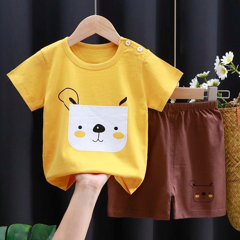 Kids Clothes Set Baby Boy Girl T-Shirt + Shorts Summer Clothing Cotton Cartoon Casual Boys Tracksuit Children Baby Clothes Set