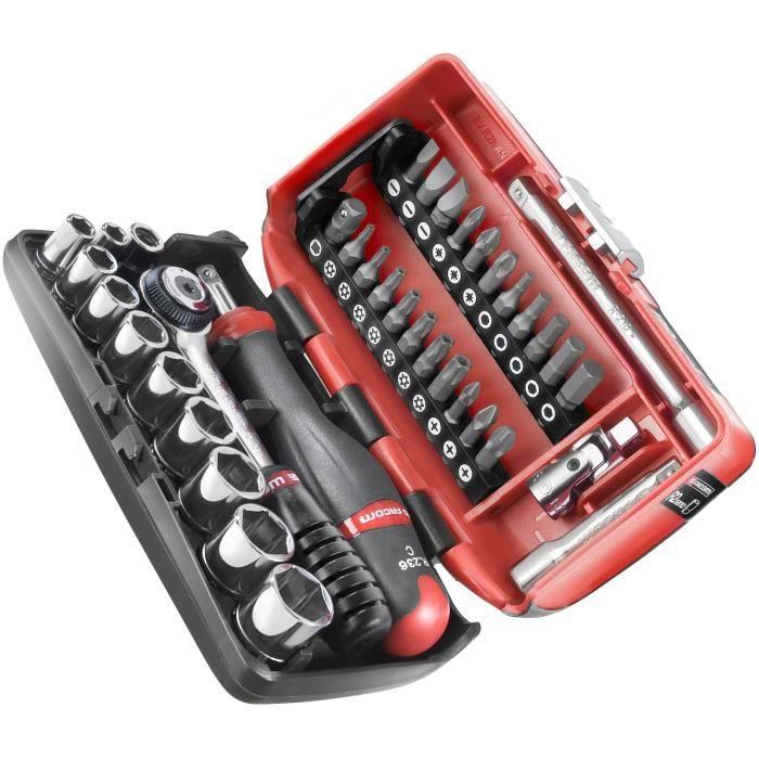 Set di chiavi a bussola 1/4'' - FACOM - R2NANOPB - Esagonali metriche e inserti - 38 pezzi diametro 5,5 a 14mm