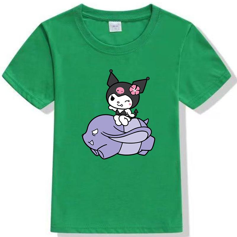 Sanrio Family CUTE Kurumi Cute Printed Childrens TShirt Roundneck Pure Cotton Family Clothing for Parents and Children
