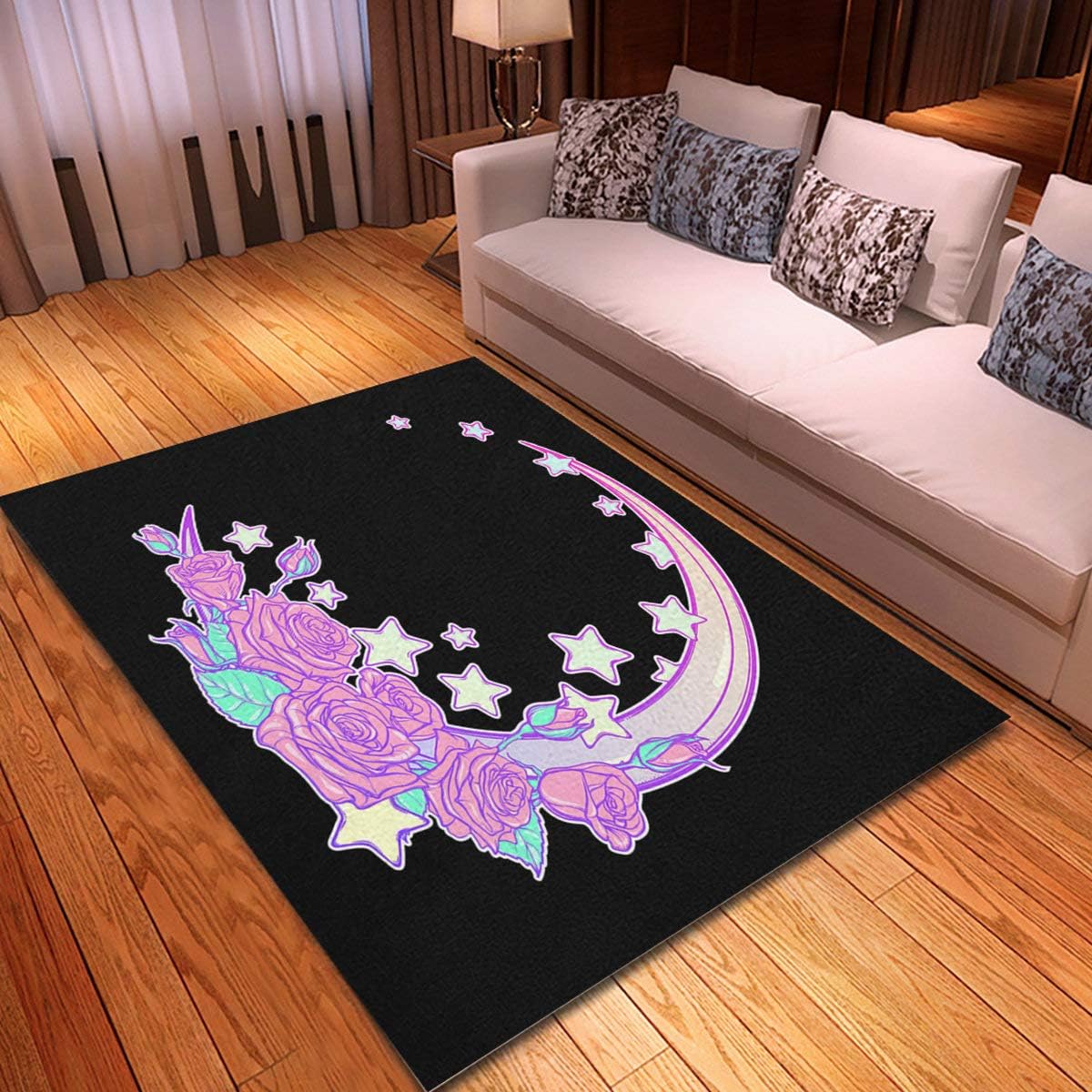 

Galaxy Moon Area Rug Mat - Planet Earth in Space Large Rugs Carpet for Home Decor Living Bedroom Dining Room Non-Slip Area Rug 40x60cm 16x24 inch