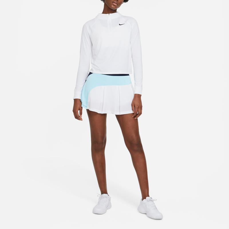 Nike Dri-Fit Short Sleeve Knit Half-Zip Tennis Top Women Tops White Black CV4698-100