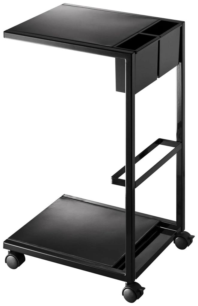 Yamazaki Jitsugyo 7156 Beistelltisch Wagon, Schwarz, ca. B27,5 x T32 x H55cm Turm mit Rollen Zeitschriftenständer Zubehörkoffer