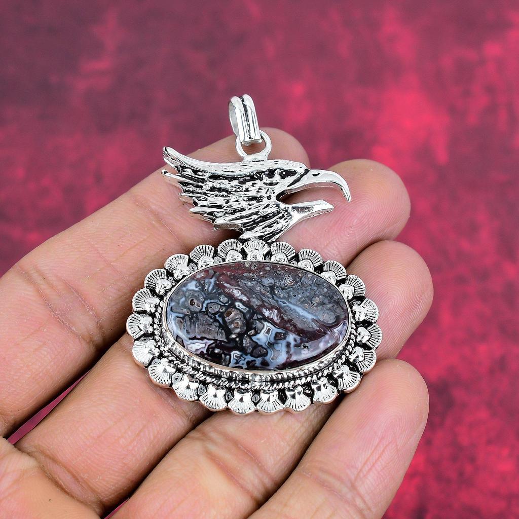 Crazy Lace Agate Gemstone Pendant Handmade Jewelry, 925 Solid Sterling Silver Pendant Sodalite Jewelry, Gift For Her Women Pendant Brand New Pendant