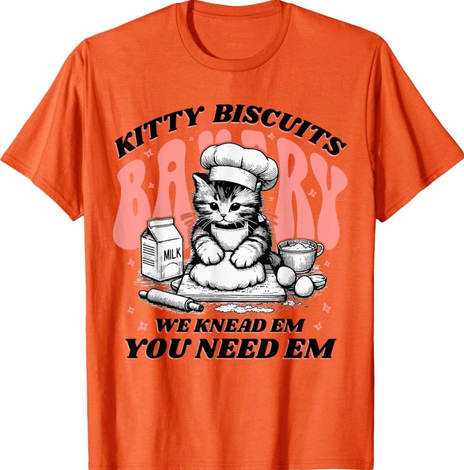 Cute Kitty Biscuits Bakery Funny Cat Lovers Baking T-shirt size S-5XL M