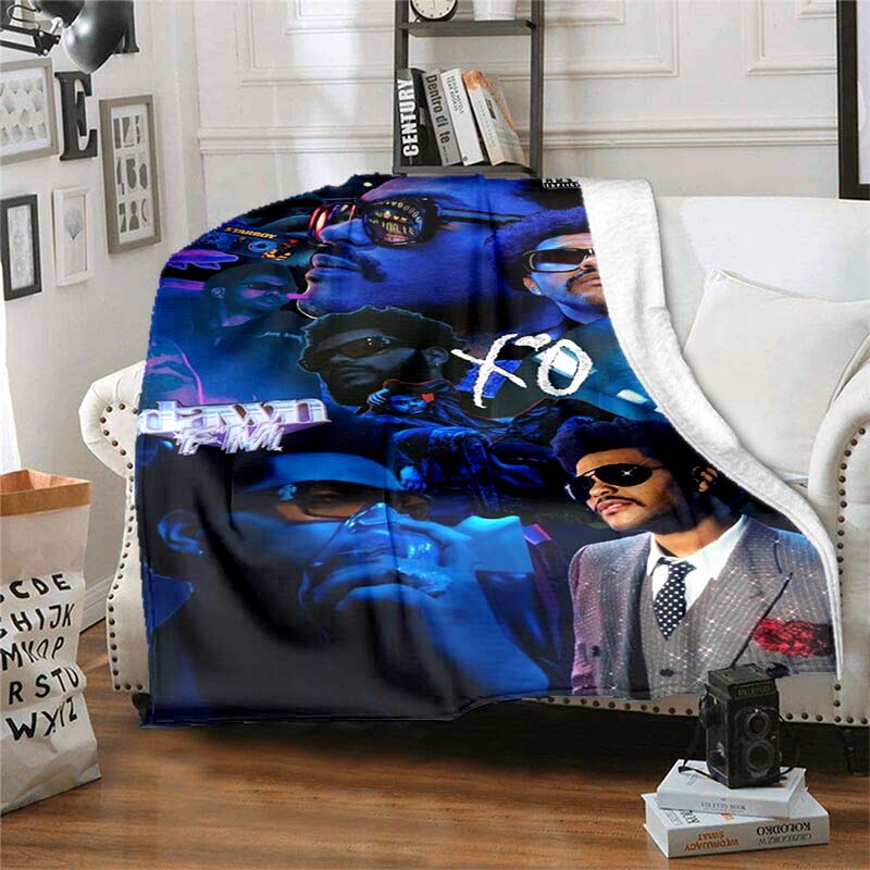 The customizable T-The Weeknd flannel soft blanket is suitable for home, bedroom, bed, sofa, travel, and children's use.