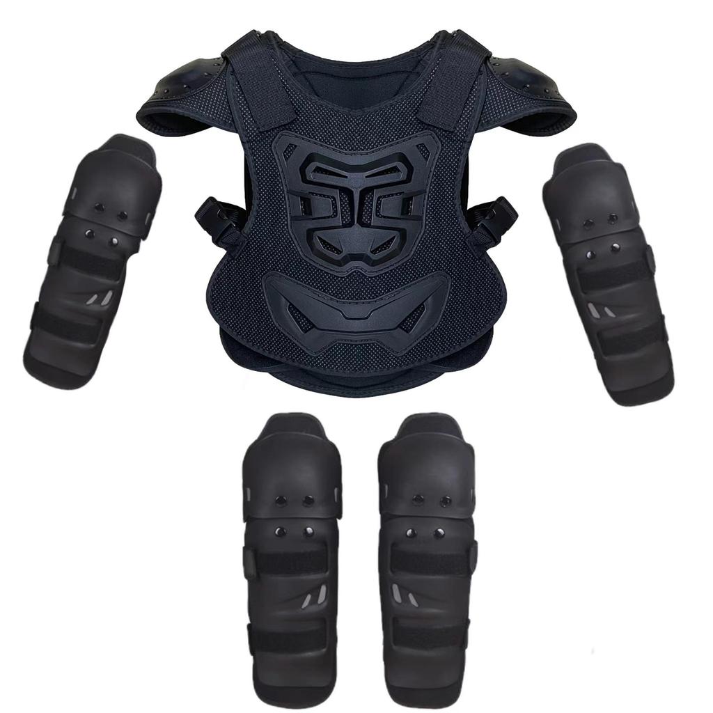 Kids' Motorcycle Balance Bike Armor Set: Knee, Elbow, Chest & Back Protectors.