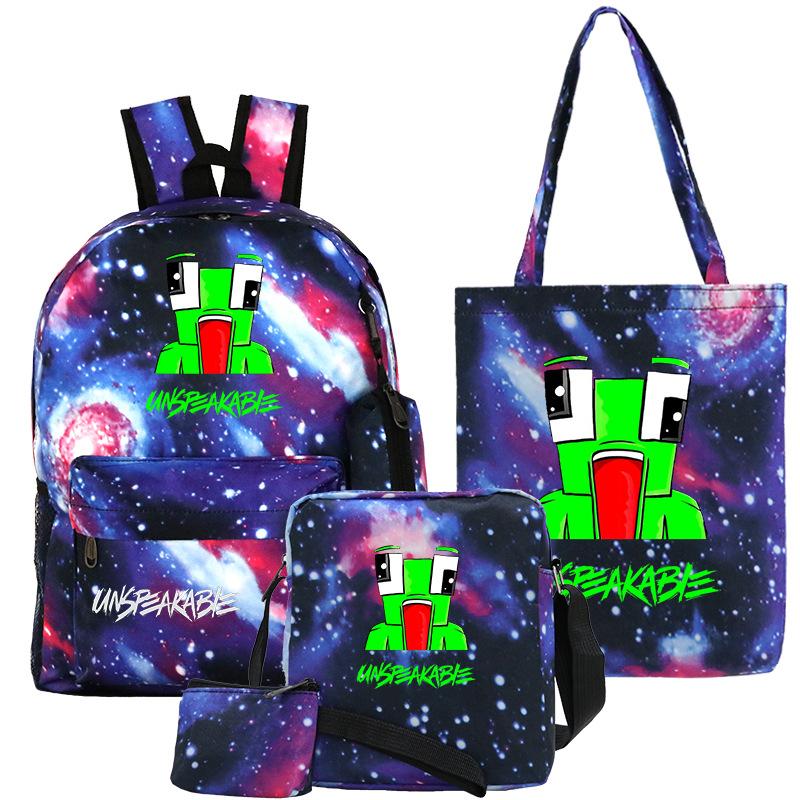 Casual Backpack Five-piece Backpack + Tote Bag + Shoulder Bag + Pencil Bag + Small Money Bag 3
