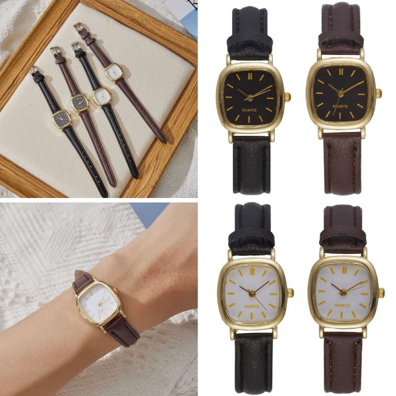 New Trendy Minimalistic Retro Harajuku Style Quartz Leather Strap Couple Watch In Stock