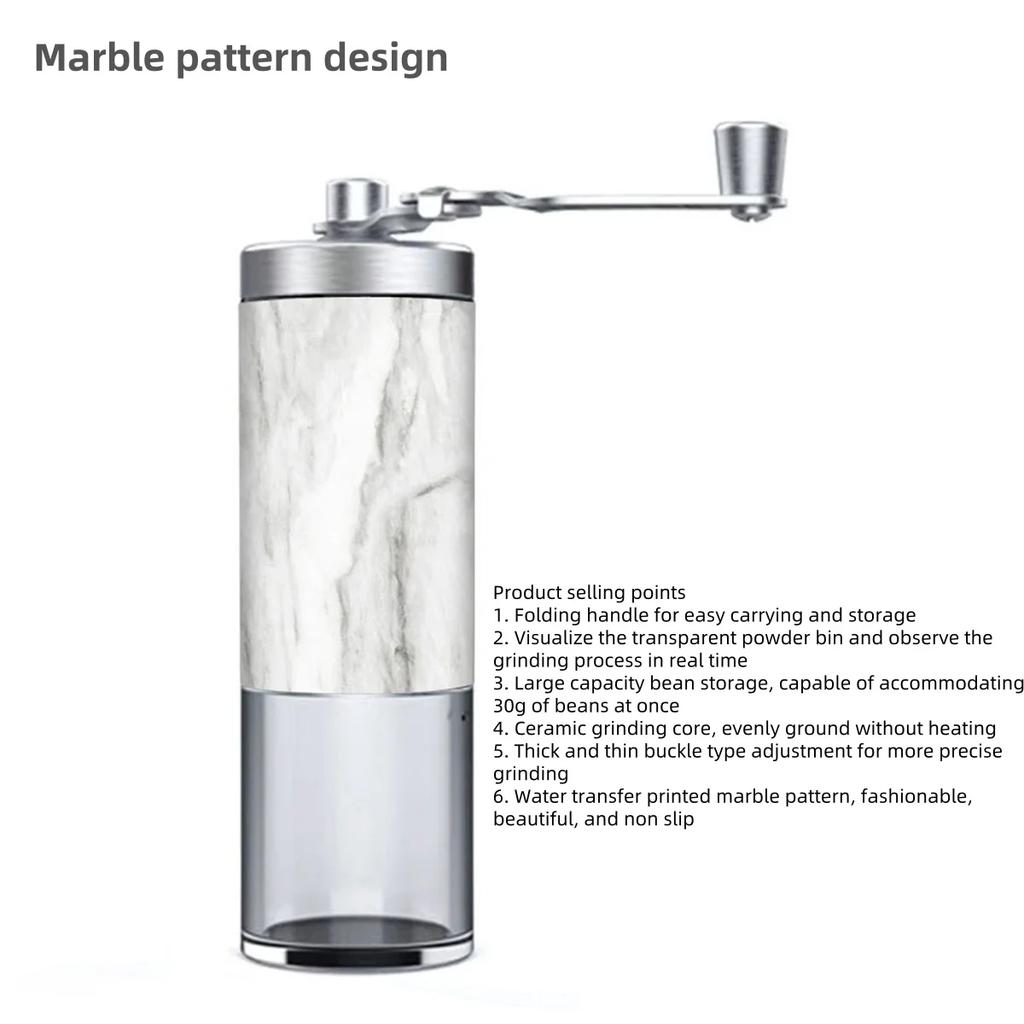 Vintage Portable Manual Coffee Grinder with Wood Grain Stainless Steel Crank Retro Handheld Coffee Bean Grinder for Home Travel
