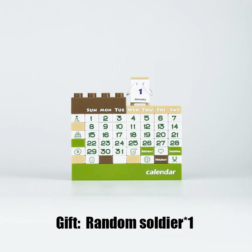 Creative Cartoon Perpetual Calendar DIY Doll Simple Stitchable Desktop Ornaments Assembled Building Block Toy Children's Gift