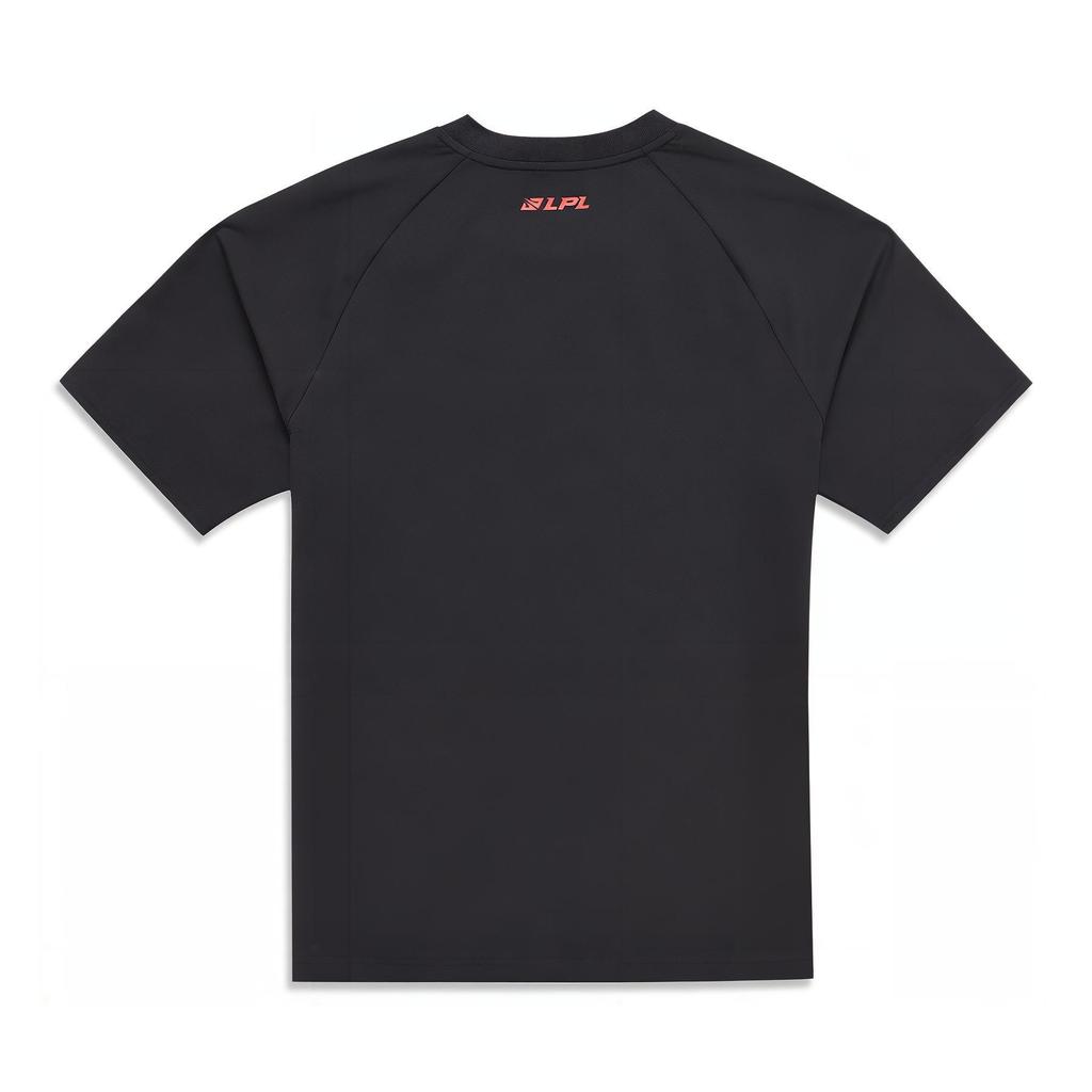 Li Ning Seria Lifestyle Sportowy Logo z Literami Casualowy Okrągły Dekolt Krótki Rękaw Raglan T-shirt Unisex Top Czarny ATSU649-1