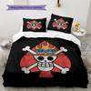 One Piece Logo Pattern Bedding Quilt Set Quilt Cover Pillowcase Home Birthday Gift(1 * Duvet Cover + 2 * Pillowcase, Without Core)