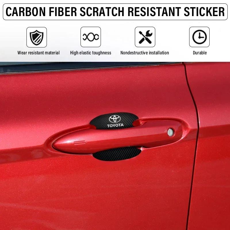 4 stk/sett Bil Dørhåndtak Anti-ripe Klistremerke Karbonfiber For Toyota TRD RAV4 Avensis Yaris Levin Reiz Crown Vios Tilbehør