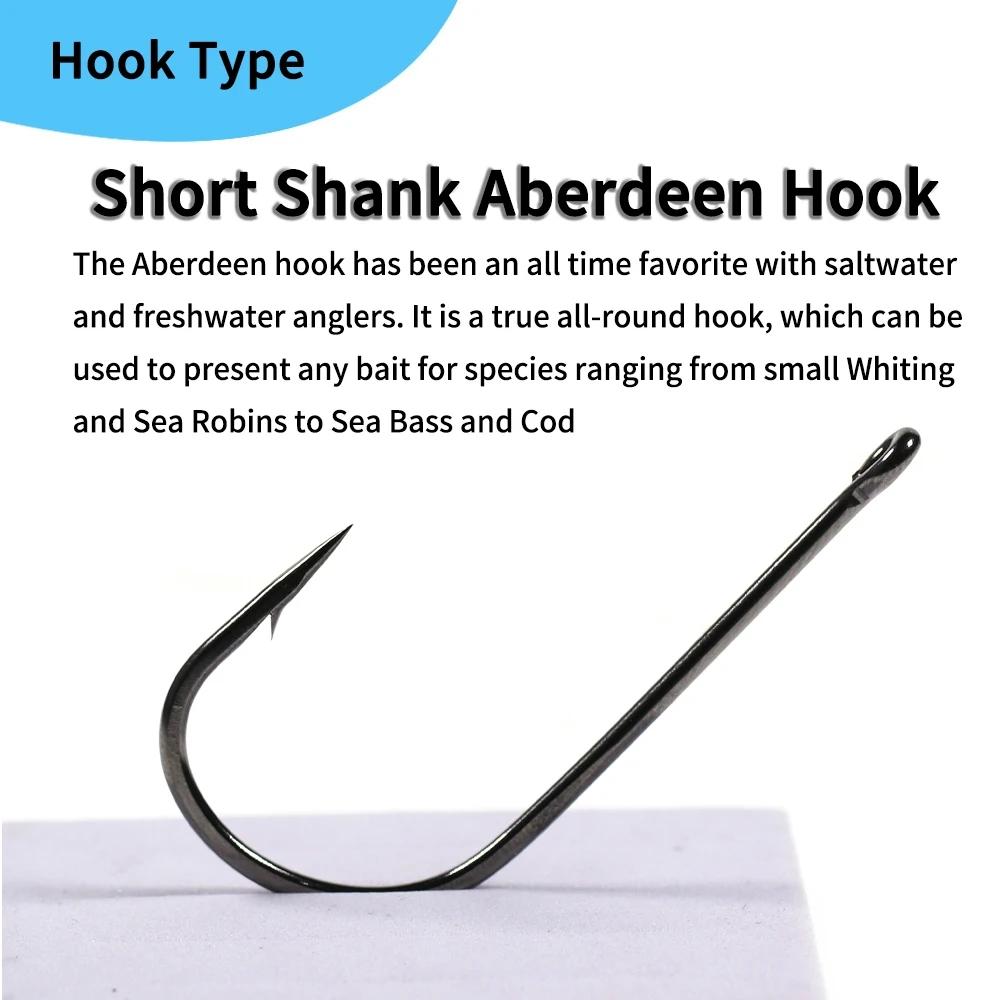1/0 - 6/0 Short Shank Wide Mouth Aberdeen Hook 2X Strength & Gap Saltwater Fishing Hook Sabiki Rigs Big Streamer Fly Hook