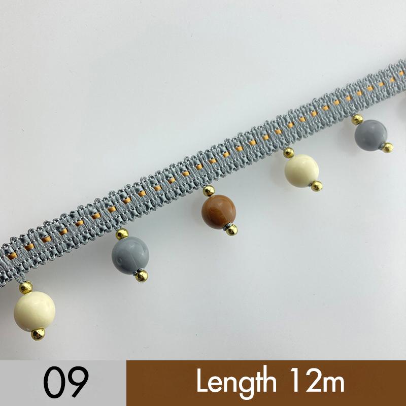 12M Curtain Beaded Tassel Lace Trim Cheap DIY Curtain Sewing Tassel Pompom Ball Edge Fringe Upholstery Decor Accessories