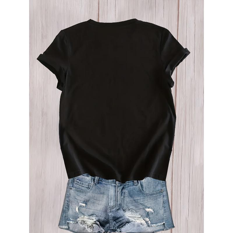 Women JUST A Letter Print T-Shirt Oversized Round Neck Loose Fit Summer Casual Top