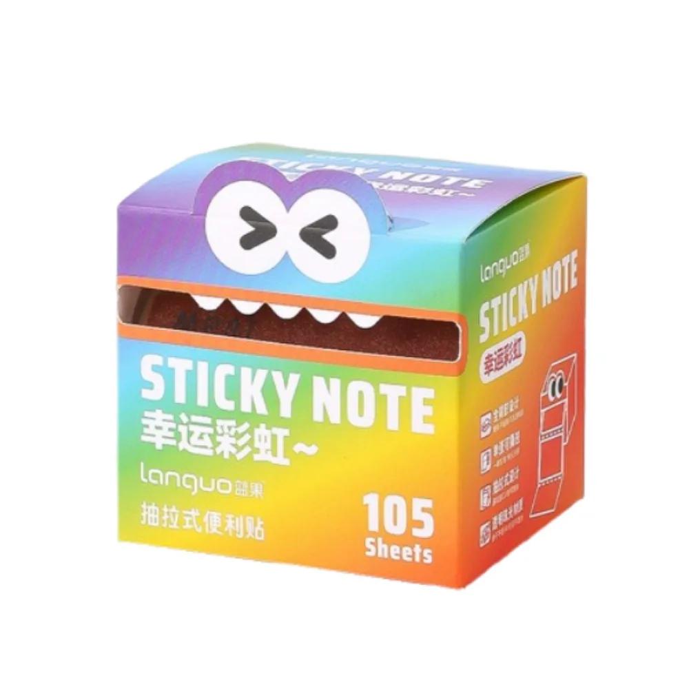 105Sheets Kawaii Pull-out Sticky Notes Creative Translucent Cartoon Notepads Full Adhesive Roll Paper Type Colorful Memo Pad