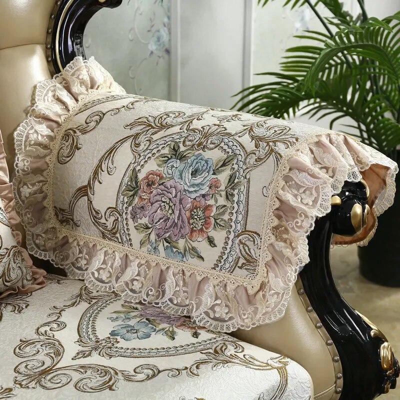 European Vintage Jacquard Potahy na pohovku Luxusní protiskluzový polštář na pohovku 1/2/3 Sedadla Chrániče nábytku Potah na pohovku
