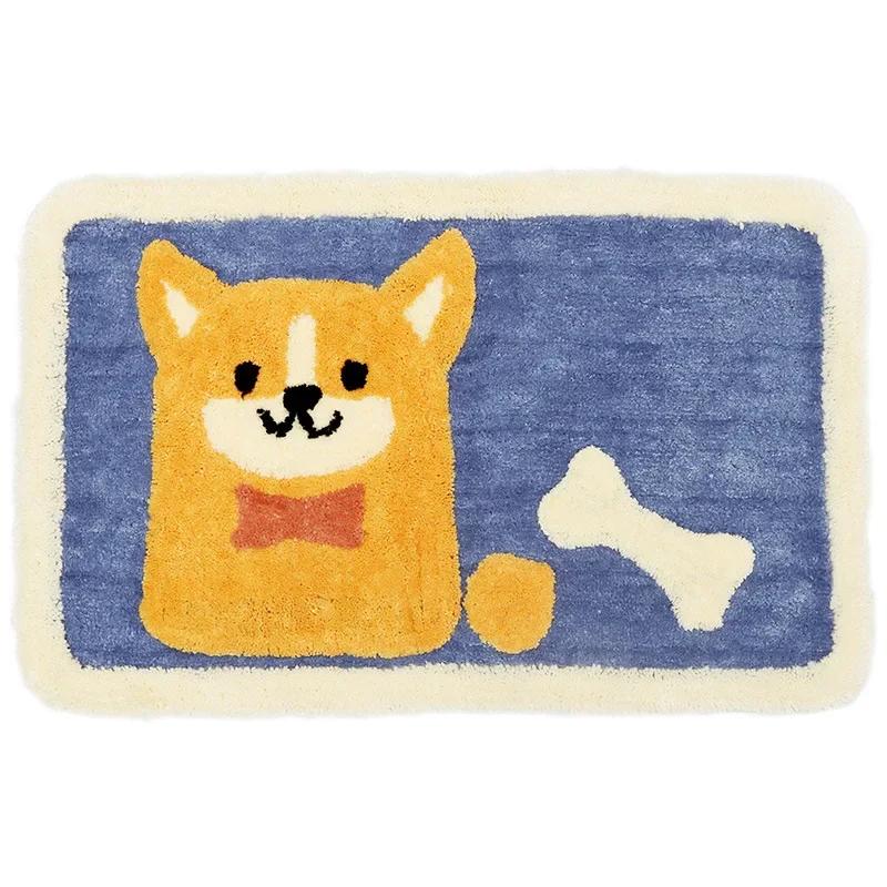 Frog and Bear Flocking Bath Mat Home Decoration Door Mat Non-slip Absorbent Bathroom Doormat Super Soft Fiber Bath Rug