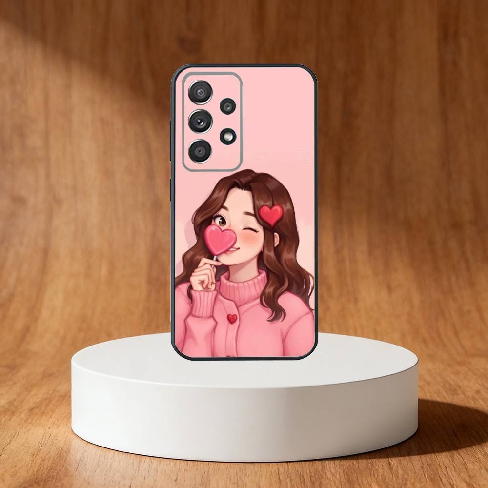 Cartoon Girl Pattern Phone Case For Samsung S25,S24,S21,S22,S23,S30,Ultra,S20,Plus,Fe,Note,10,9,5G Black Cover